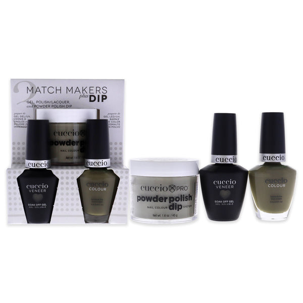 Cuccio Colour Match Makers Plus Dip - Purr-Fect by Cuccio Colour for Women - 3 Pc 1.6oz Pro Powder Polish Dip System, 0.44oz Veneer Soak Off Gel, 0.43oz Colour Nail Polish