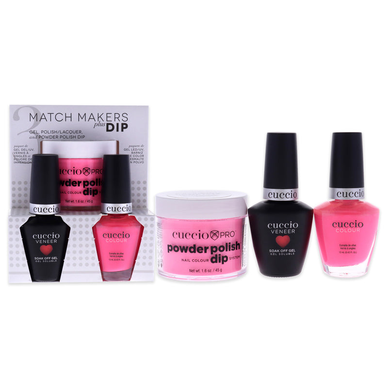 Cuccio Colour Match Makers Plus Dip - Pretty Awesome by Cuccio Colour for Women - 3 Pc 1.6oz Pro Powder Polish Dip System, 0.44oz Veneer Soak Off Gel, 0.43oz Colour Nail Polish