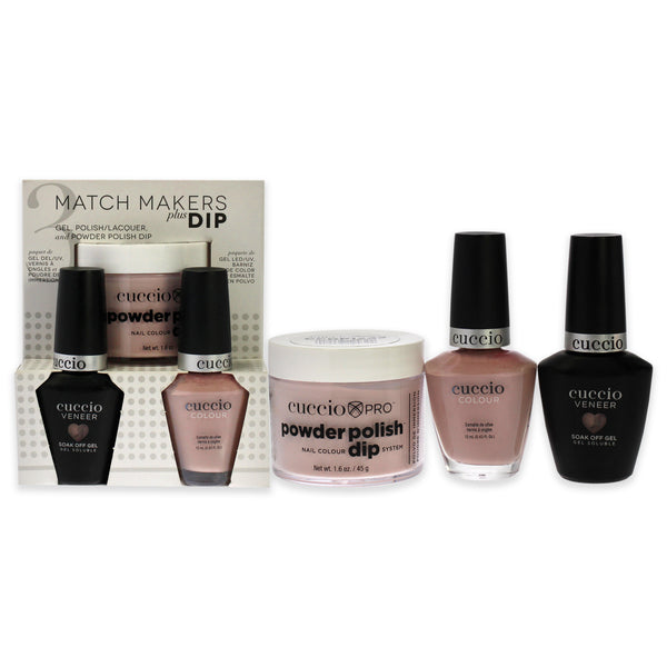 Cuccio Colour Match Makers Plus Dip - Wink by Cuccio Colour for Women - 3 Pc 1.6oz Pro Powder Polish Dip System, 0.44oz Veneer Soak Off Gel, 0.43oz Colour Nail Polish