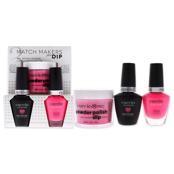 Cuccio Colour Match Makers Plus Dip - Love Is A Battlefield by Cuccio Colour for Women - 3 Pc 1.6oz Pro Powder Polish Dip System, 0.44oz Veneer Soak Off Gel, 0.43oz Colour Nail Polish