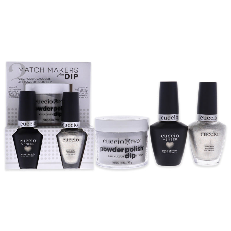 Cuccio Colour Match Makers Plus Dip - Just a Procecco by Cuccio Colour for Women - 3 Pc 1.6oz Pro Powder Polish Dip System, 0.44oz Veneer Soak Off Gel, 0.43oz Colour Nail Polish