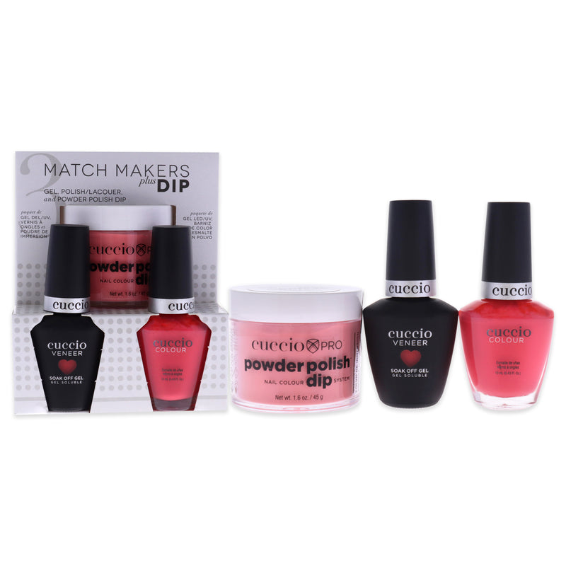 Cuccio Colour Match Makers Plus Dip - Paradise Found by Cuccio Colour for Women - 3 Pc 1.6oz Pro Powder Polish Dip System, 0.44oz Veneer Soak Off Gel, 0.43oz Colour Nail Polish