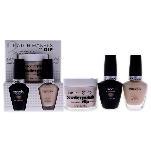 Cuccio Colour Match Makers Plus Dip - Skin to Skin by Cuccio Colour for Women - 3 Pc 1.6oz Pro Powder Polish Dip System, 0.44oz Veneer Soak Off Gel, 0.43oz Colour Nail Polish