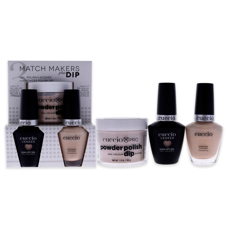 Cuccio Colour Match Makers Plus Dip - Skin to Skin by Cuccio Colour for Women - 3 Pc 1.6oz Pro Powder Polish Dip System, 0.44oz Veneer Soak Off Gel, 0.43oz Colour Nail Polish