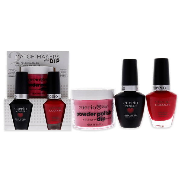 Cuccio Colour Match Makers Plus Dip - Costa Rican Sunset by Cuccio Colour for Women - 3 Pc 1.6oz Pro Powder Polish Dip System, 0.44oz Veneer Soak Off Gel, 0.43oz Colour Nail Polish