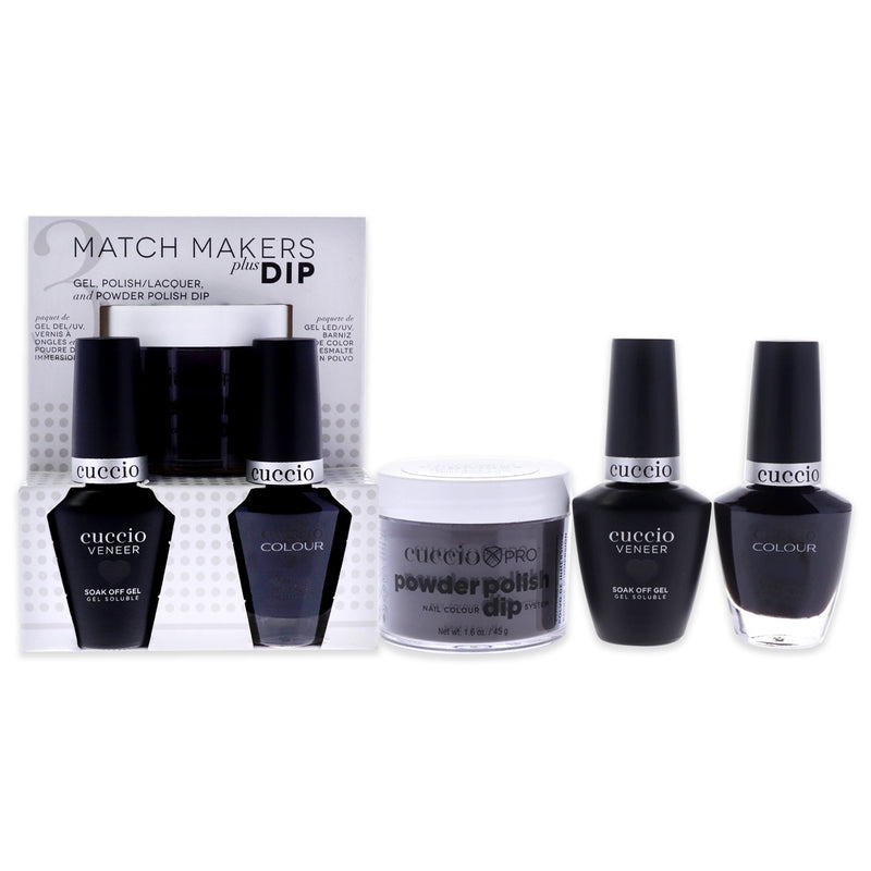 Cuccio Colour Match Makers Plus Dip - Romania After Dark by Cuccio Colour for Women - 3 Pc 1.6oz Pro Powder Polish Dip System, 0.44oz Veneer Soak Off Gel, 0.43oz Colour Nail Polish