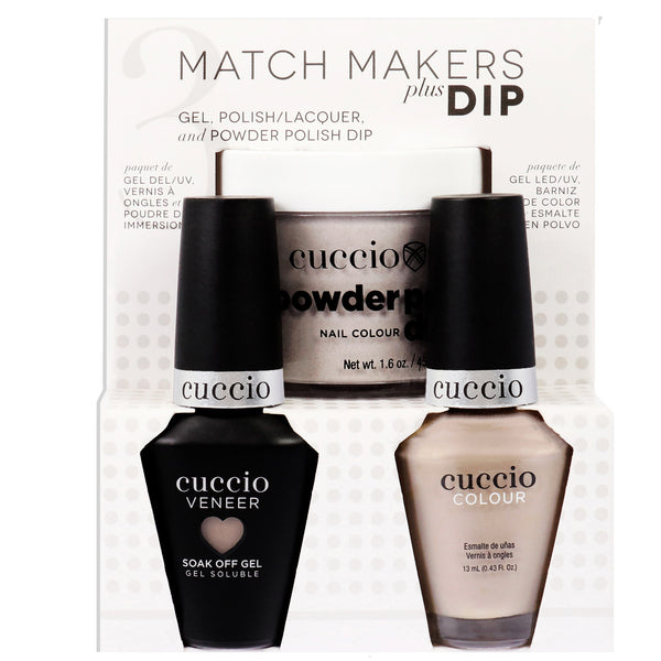 Cuccio Colour Match Makers Plus Dip - Pug-Get About It by Cuccio Colour for Women - 3 Pc 1.6oz Pro Powder Polish Dip System, 0.44oz Veneer Soak Off Gel, 0.43oz Colour Nail Polish