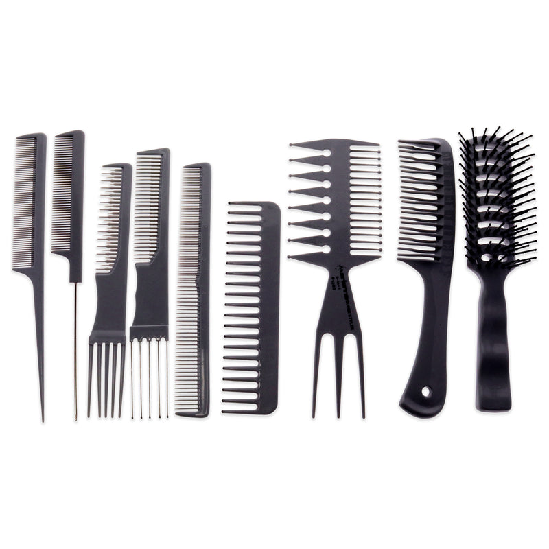 Marianna Professional Plastic Comb and Brush Set by Marianna for Unisex - 9 Pc Beauty Comb, Tail Comb, Hip Comb, Pro Tangle Hair Styler With 1 Metal Wires, Volume-II Fluff Comb, Tangle Comb, Pro Tangle Hair Styler With 5 Metal Wires, Teaser Hair Styler Wi