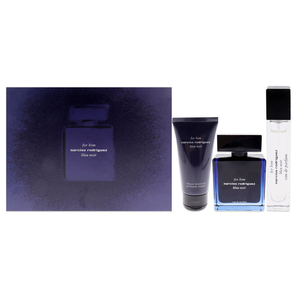 Narciso Rodriguez Bleu Noir by Narciso Rodriguez for Men - 3 Pc Gift Set 3.3oz EDP Spray, 1.6oz Shower Gel, 10ml EDP Spray