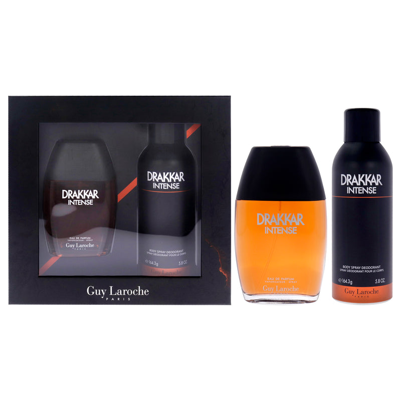 Guy Laroche Drakkar Intense by Guy Laroche for Men - 2 Pc Gift Set 3.4oz EDP Spray, 6.7oz Body Spray Deodorant