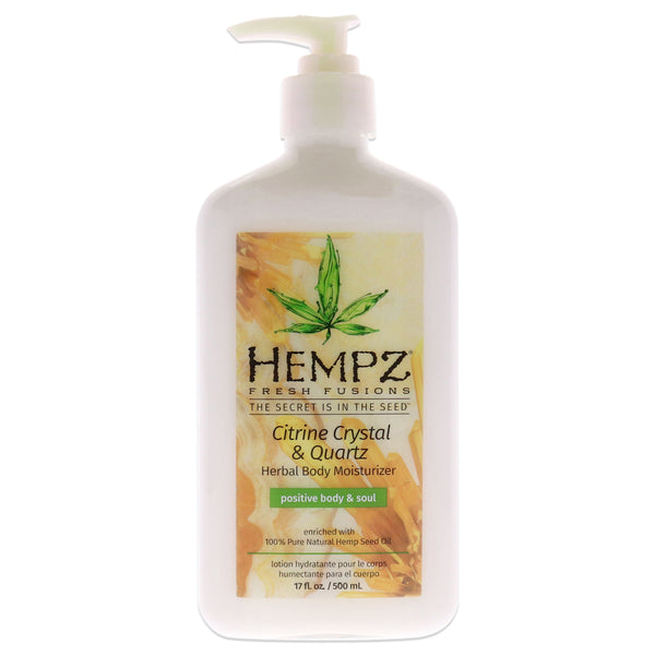 Hempz Fresh Fusions Citrine Crystal and Quartz Herbal Body Moisturizer by Hempz for Unisex - 17 oz Moisturizer