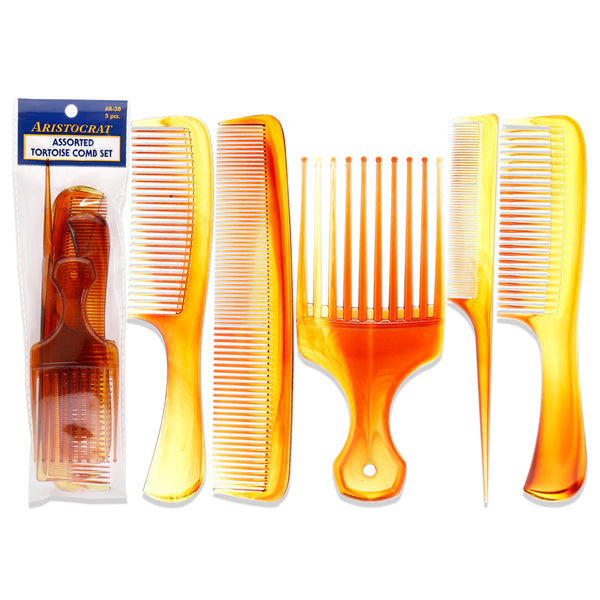 Aristocrat Assorted Tortoise Comb Set by Aristocrat for Unisex - 5 Pc Comb