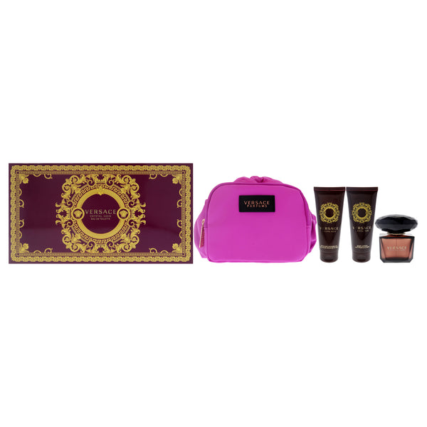 Versace Versace Crystal Noir by Versace for Women - 4 Pc Gift Set - 3oz EDT Spray, 3.4oz Bath and Shower Gel, 3.4oz Body Lotion, Bag