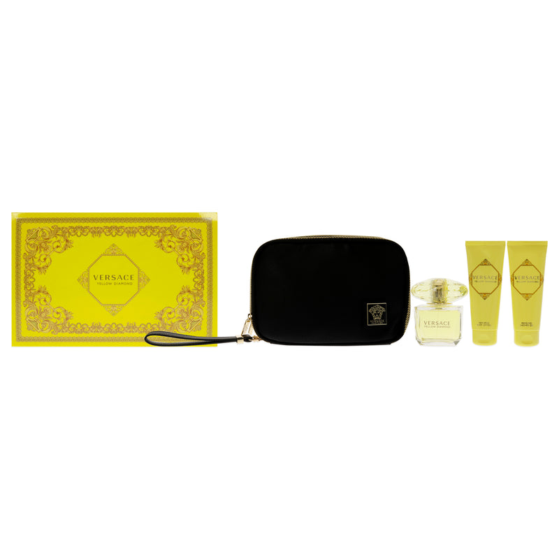 Versace Versace Yellow Diamond by Versace for Women - 4 Pc Gift Set 3oz EDT Spray, 3.4oz Shower Gel, 3.4oz Body Lotion, Bag