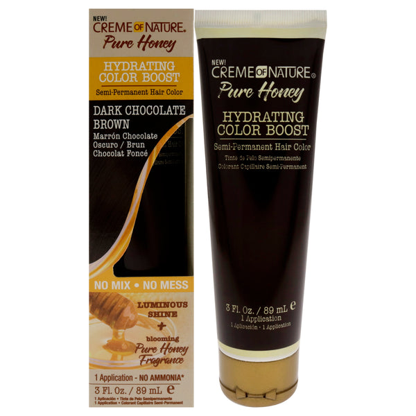 Creme of Nature Pure Honey Hydrating Color Boost Semi-Permanent Hair Color - Dark Chocolate Brown by Creme of Nature for Unisex - 3 oz Hair Color