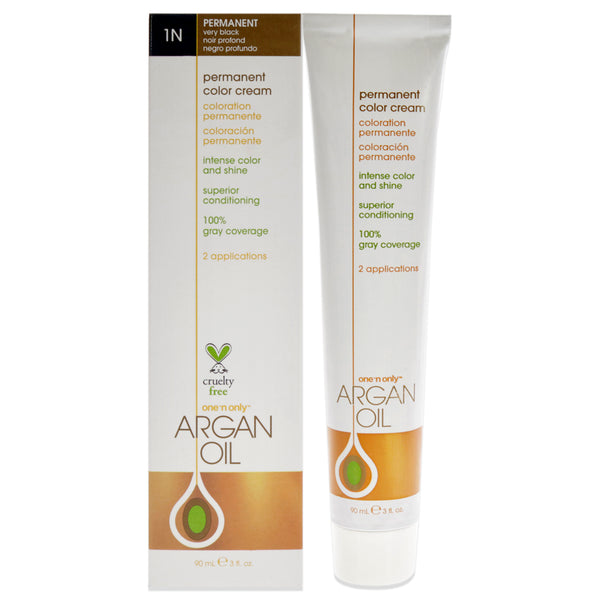 One n Only Argan Oil Permanent Color Cream - 1N Very Black by One n Only for Unisex - 3 oz Hair Color