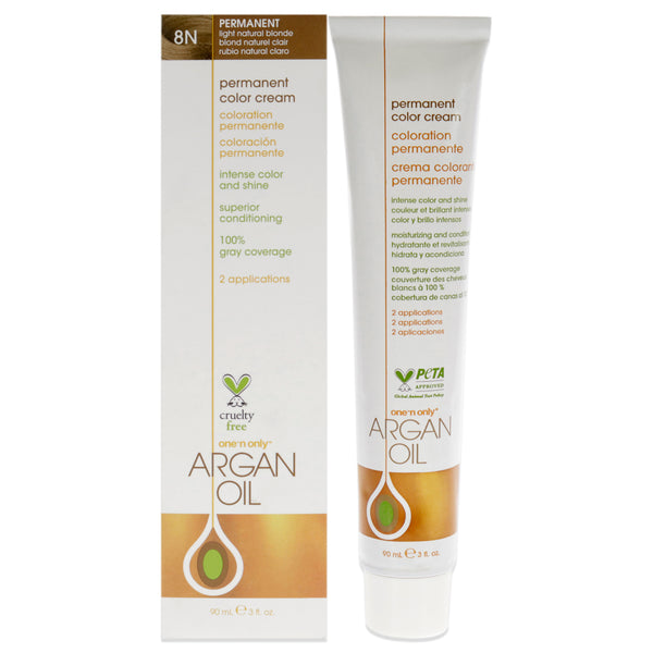 One n Only Argan Oil Permanent Color Cream - 8N Light Natural Blonde by One n Only for Unisex - 3 oz Hair Color