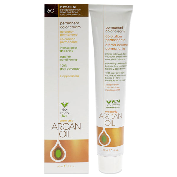 One n Only Argan Oil Permanent Color Cream - 6G Dark Golden Blonde by One n Only for Unisex - 3 oz Hair Color