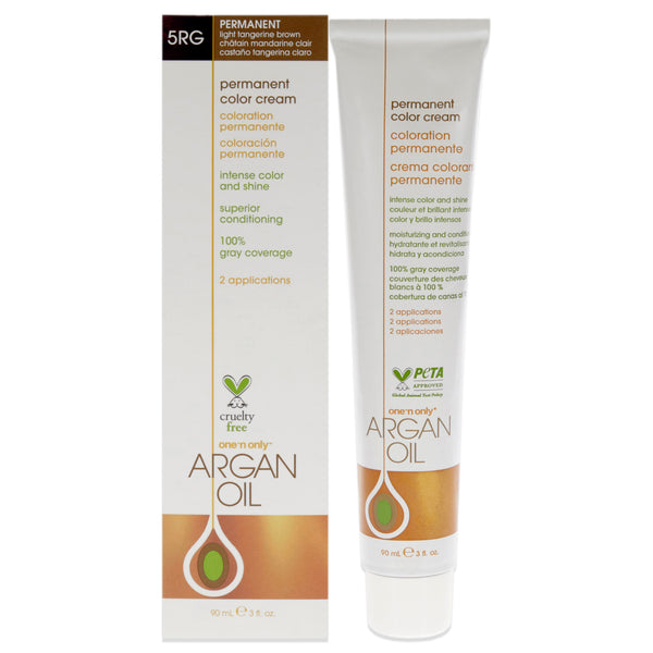 One n Only Argan Oil Permanent Color Cream - 5RG Light Tangerine Brown by One n Only for Unisex - 3 oz Hair Color