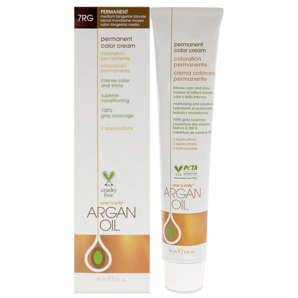 One n Only Argan Oil Permanent Color Cream - 7RG Medium Tangerine Blonde by One n Only for Unisex - 3 oz Hair Color