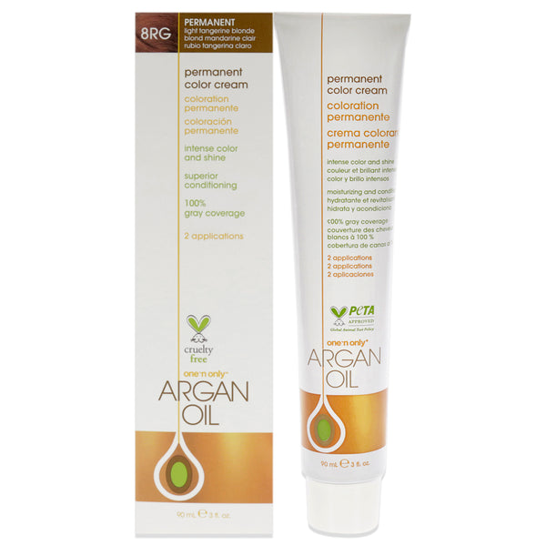 One n Only Argan Oil Permanent Color Cream - 8RG Light Tangerine Blonde by One n Only for Unisex - 3 oz Hair Color