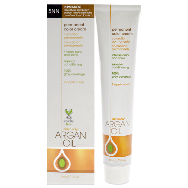 One n Only Argan Oil Permanent Color Cream - 5NN Rich Natural Light Brown by One n Only for Unisex - 3 oz Hair Color