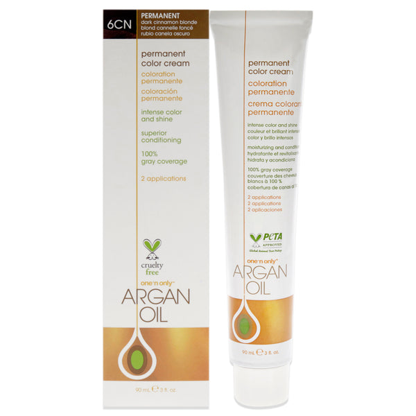 One n Only Argan Oil Permanent Color Cream - 6CN Dark Cinnamon Blonde by One n Only for Unisex - 3 oz Hair Color