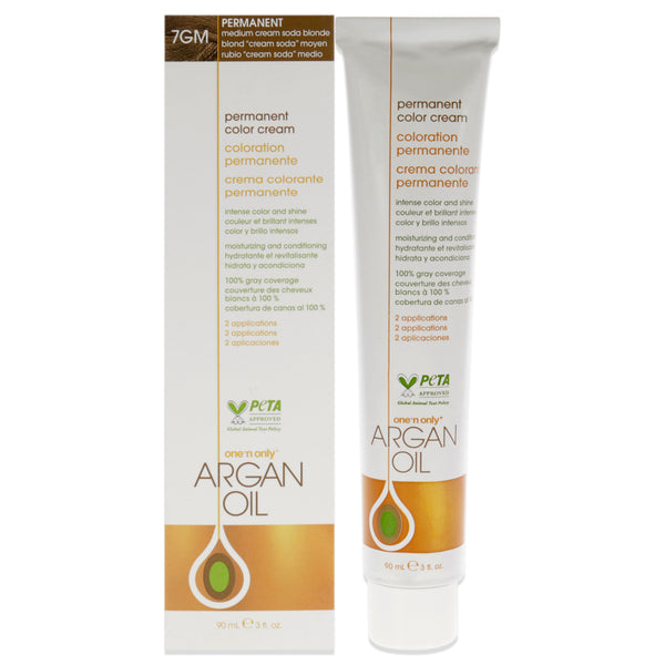 One n Only Argan Oil Permanent Color Cream - 7GM Medium Cream Soda Blonde by One n Only for Unisex - 3 oz Hair Color