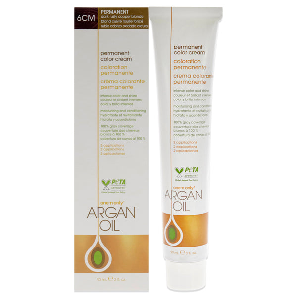 One n Only Argan Oil Permanent Color Cream - 6CM Dark Rusty Copper Blonde by One n Only for Unisex - 3 oz Hair Color