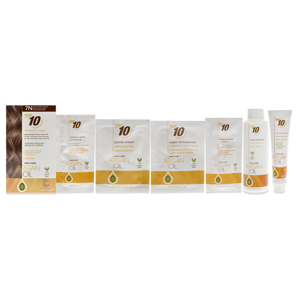 One n Only Argan Oil Fast 10 Permanent Hair Color Kit - 7N Natural Medium Blonde by One n Only for Unisex - 1 Pc Hair Color