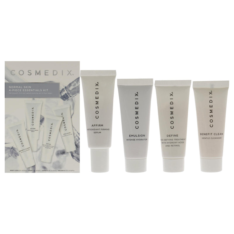 CosMedix Normal Skin Essentials Kit by Cosmedix for Unisex - 4 Pc 0.5oz Benefit Clean, 0.5oz Affirm, 0.5oz Define, 0.5oz Emulsion