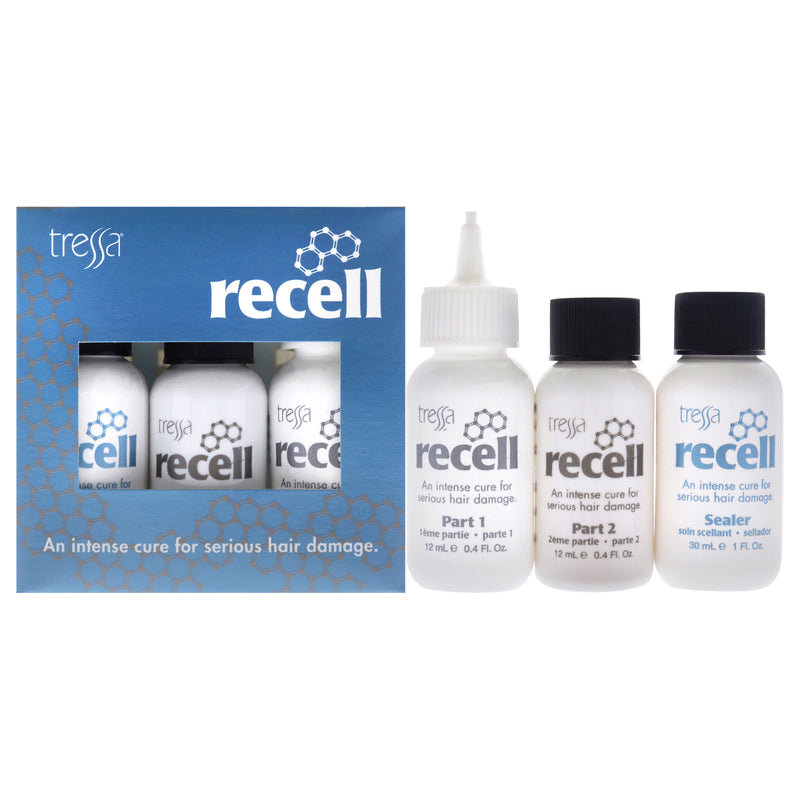 Tressa Recell - Intense Reconstructor Hair Treatment Kit by Tressa for Unisex - 3 Pc 0.4oz Part 1 Hair Treatment, 0.4oz Part 2 Hair Treatment, 1oz Sealer