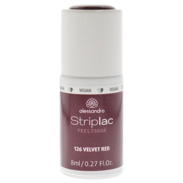 Alessandro Striplac Peel or Soak - 126 Velvet Red by Alessandro for Women - 0.27 oz Nail Polish