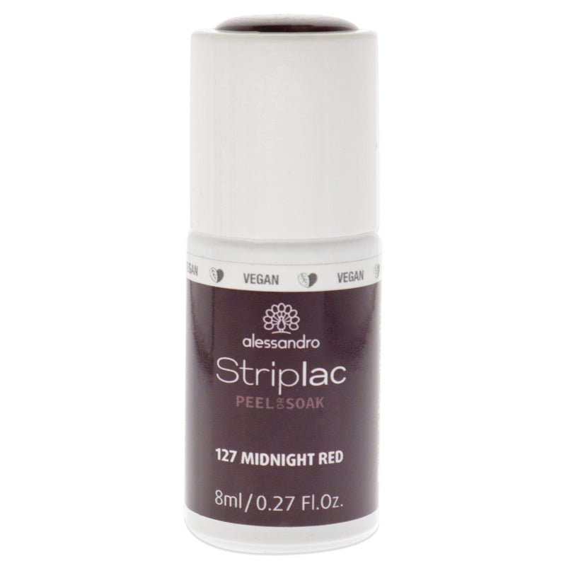 Alessandro Striplac Peel or Soak - 127 Midnight Red by Alessandro for Women 0.27 oz Nail Polish