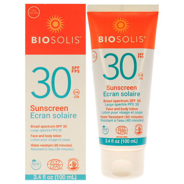 Biosolis Sunscreen Face and Body Lotion SPF 30 by Biosolis for Unisex - 3.4 oz Sunscreen