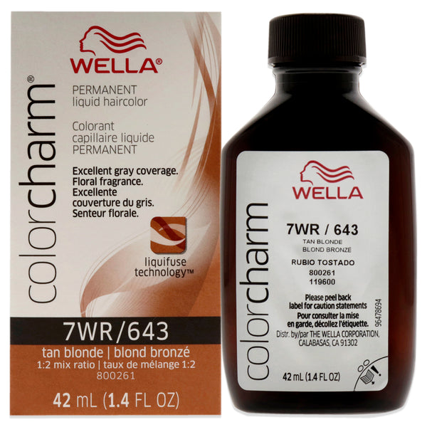 Wella Color Charm Permanent Liquid Hair Color - 7WR Tan Blonde by Wella for Unisex - 1.42 oz Hair Color