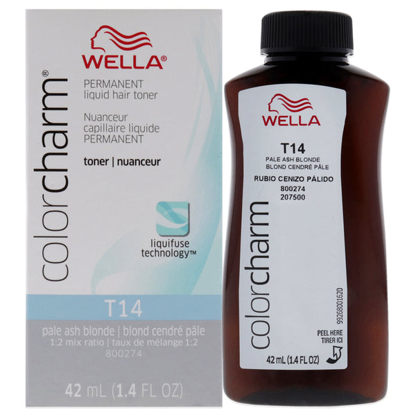 Wella Color Charm Permanent Liquid Toner - T14 Pale Ash Blonde by Wella for Unisex - 1.4 oz Toner