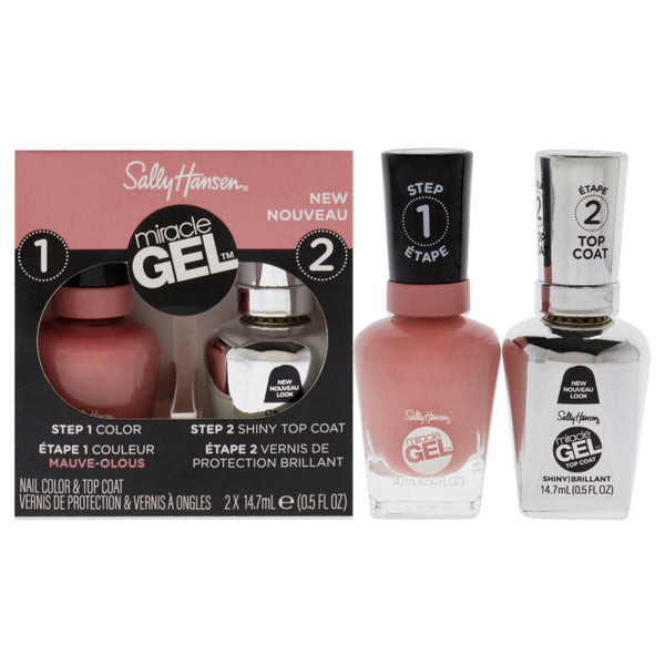 Sally Hansen Miracle Gel Nail Polish Set by Sally Hansen for Women - 2 Pc 0.5oz Mauve-olous Nail Polish, 0.5oz Shiny Top Coat