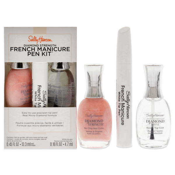 Sally Hansen Diamond Strength French Manicure Set - 45141 Ballet Bare by Sally Hansen for Women - 3 Pc 0.45oz Nail Polish - 3227 Ballet Bare, 0.45 Base and Top Coat, 0.16oz Precision Tip Pen