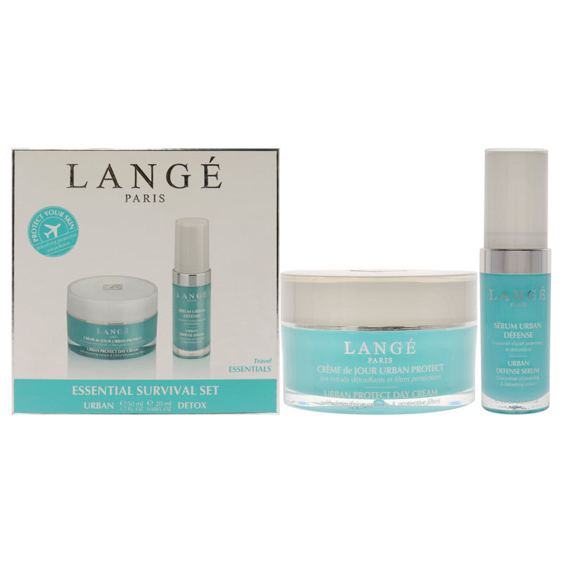 Lange Essential Survival Set by Lange for Unisex - 2 Pc 1.7oz Urban Protect Day Cream, 0.68oz Urban Defense Serum