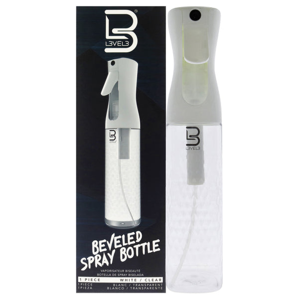 L3VEL3 Beveled Spray Bottle - White-Clear by L3VEL3 for Unisex - 10 oz Spray