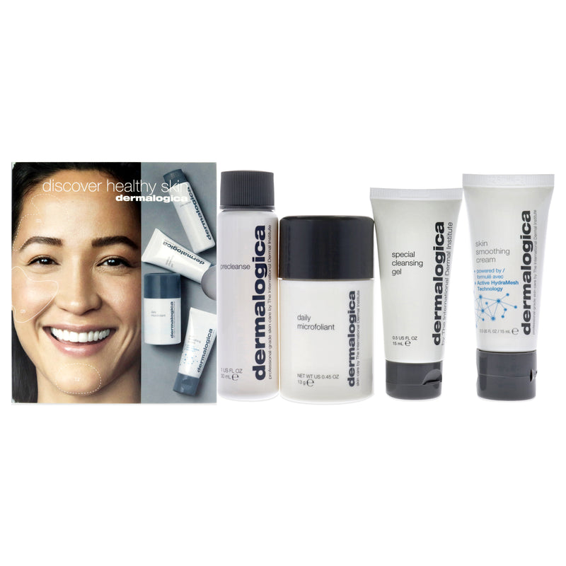 Dermalogica Discover Healthy Skin Kit by Dermalogica for Unisex - 4 Pc 1oz Precleanse, 0.5oz Special Cleansing Gel, 0.45oz Daily Microfoliant, 0.5oz Skin Smoothing Cream