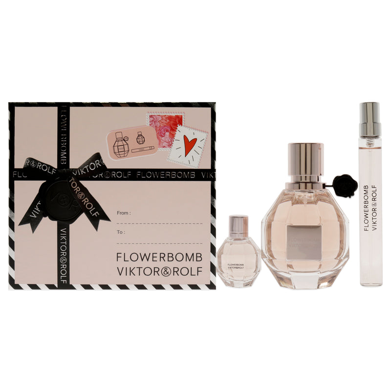 Viktor & Rolf Flowerbomb by Viktor and Rolf for Women - 3 Pc Gift Set 1.7oz EDP Spray, 0.34oz EDP Spray, 0.24oz EDP Splash (Mini)