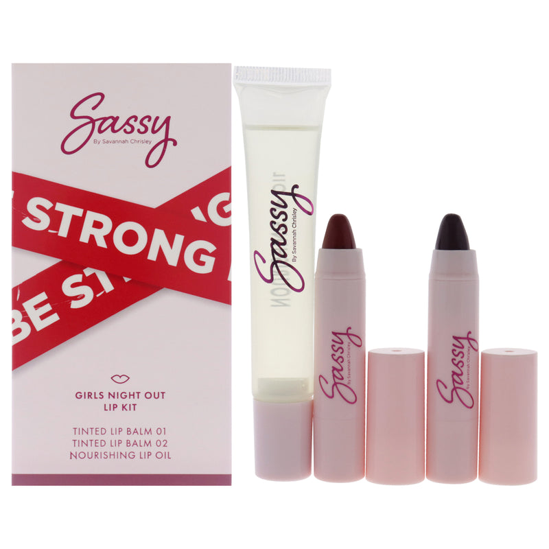 Sassy by Savannah Chrisley Breakup Collection Lip Kit - Girls Night Out by Sassy by Savannah Chrisley for Women - 3 Pc Nourishing Lip Oil, 2Pc Tinted Lip Balms