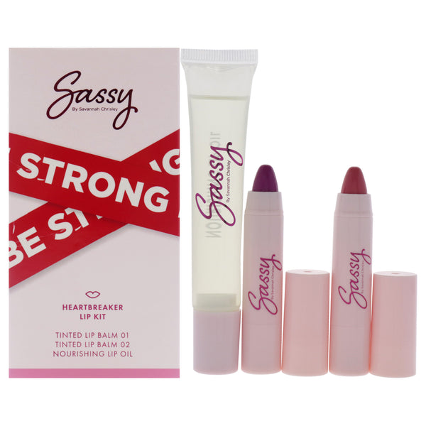 Sassy by Savannah Chrisley Breakup Collection Lip Kit - Heartbreaker by Sassy by Savannah Chrisley for Women - 3 Pc Nourishing Lip Oil, 2Pc Tinted Lip Balms