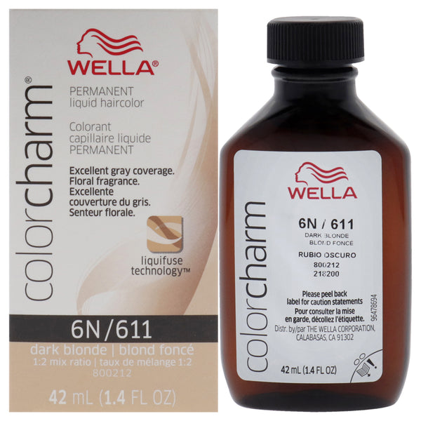 Wella Color Charm Permanent Liquid Hair Color - 6N Dark Blonde by Wella for Unisex - 1.42 oz Hair Color