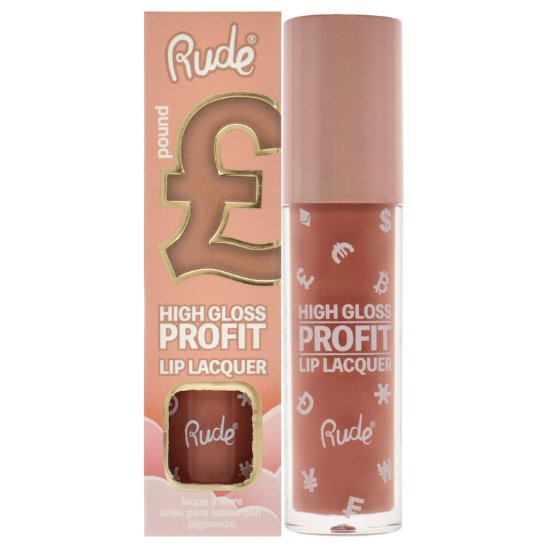 Rude Cosmetics High Gloss Profit Lip Lacquer - Pound by Rude Cosmetics for Women - 0.141 oz Lip Gloss