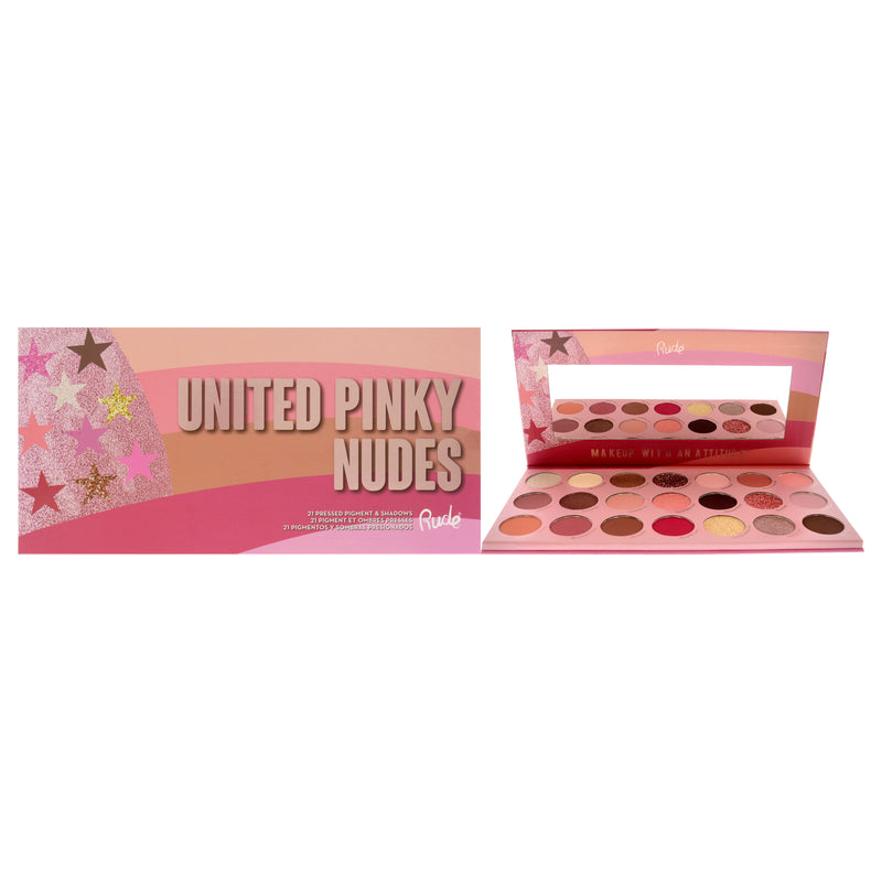 Rude Cosmetics United Pinky Nudes - 21 Pressed Pigment and Shadows Palette by Rude Cosmetics for Women - 0.74 oz Eye Shadow