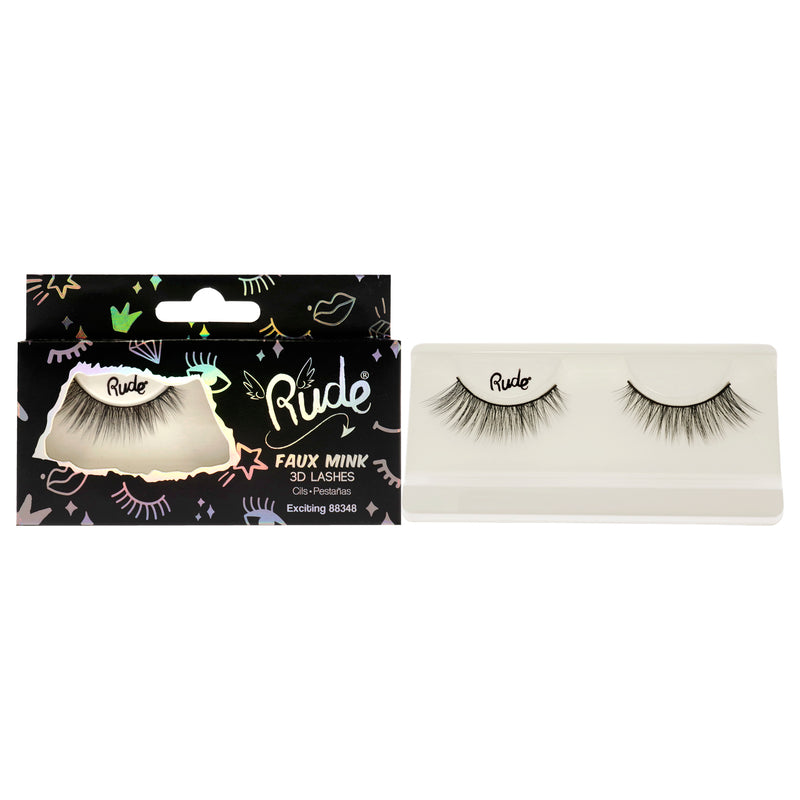 Rude Cosmetics Essential Faux Mink 3D Lashes - Exciting by Rude Cosmetics for Women - 1 Pc Pair