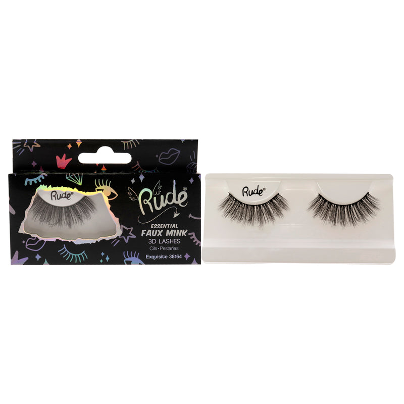 Rude Cosmetics Essential Faux Mink 3D Lashes - Exquisite by Rude Cosmetics for Women - 1 Pc Pair